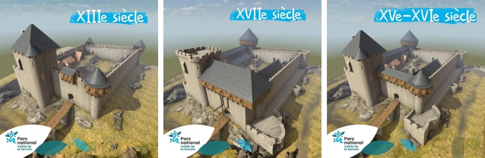 evolution d'un chateau à travers le temps reconstitution ruines