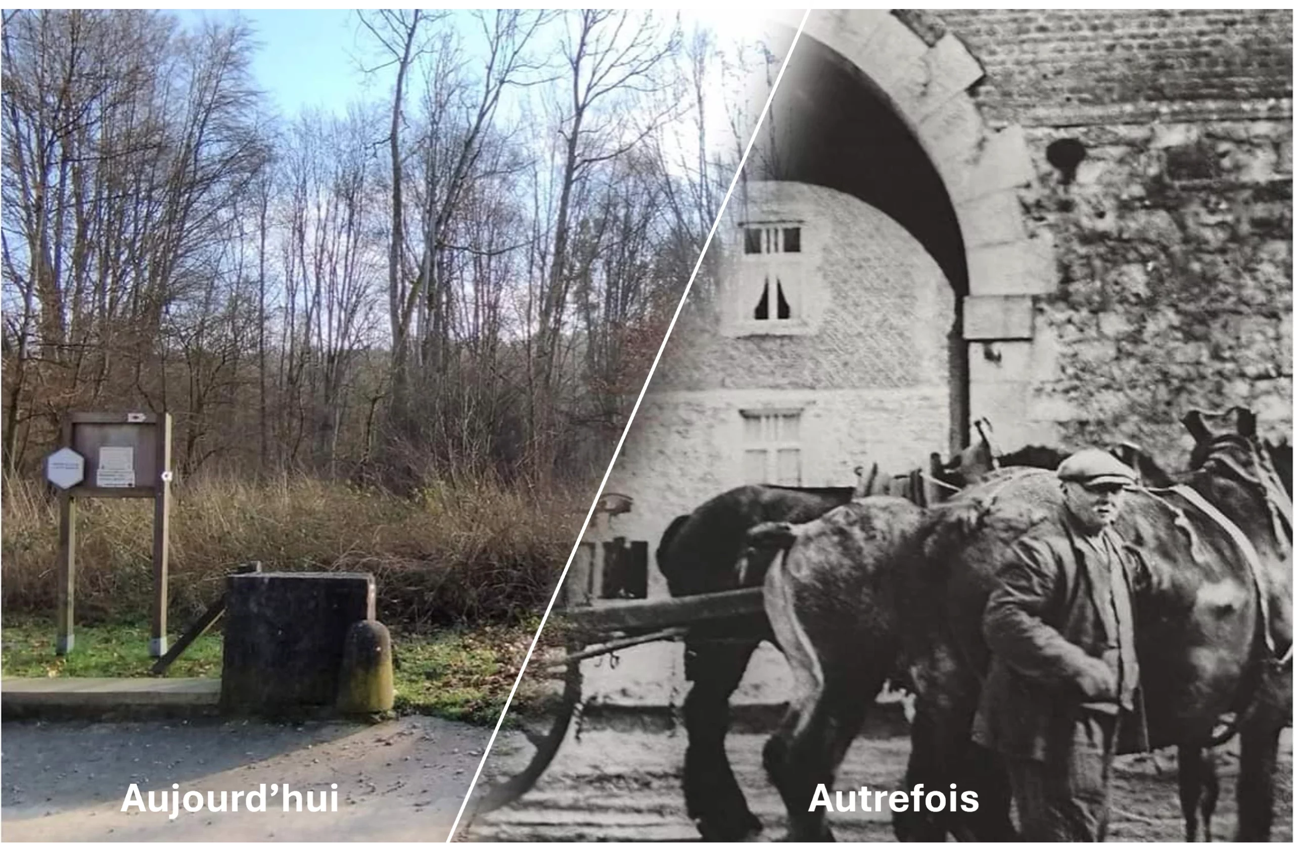 avant-après petit modave en belgique carte postale
