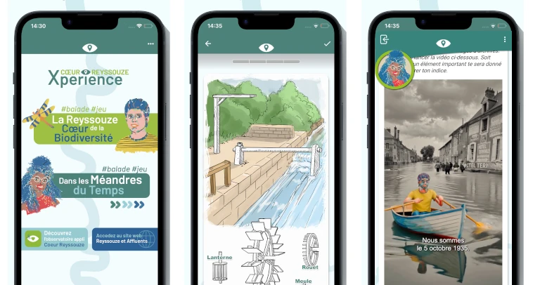 exemples de captures d'écran d'une application Furet Company sur la biodiversité expliquée aux jeunes