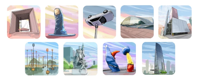 Les oeuvres d'arts de la Défense à paris dans le cadre d'un enquête game outdoor pour les familles et les adultes